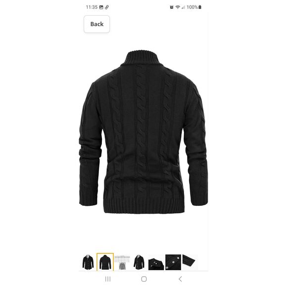 New Large PJ Paul Jones Black Button Sweater Cardigan Stand Collar Knit NWT - Picture 2 of 9